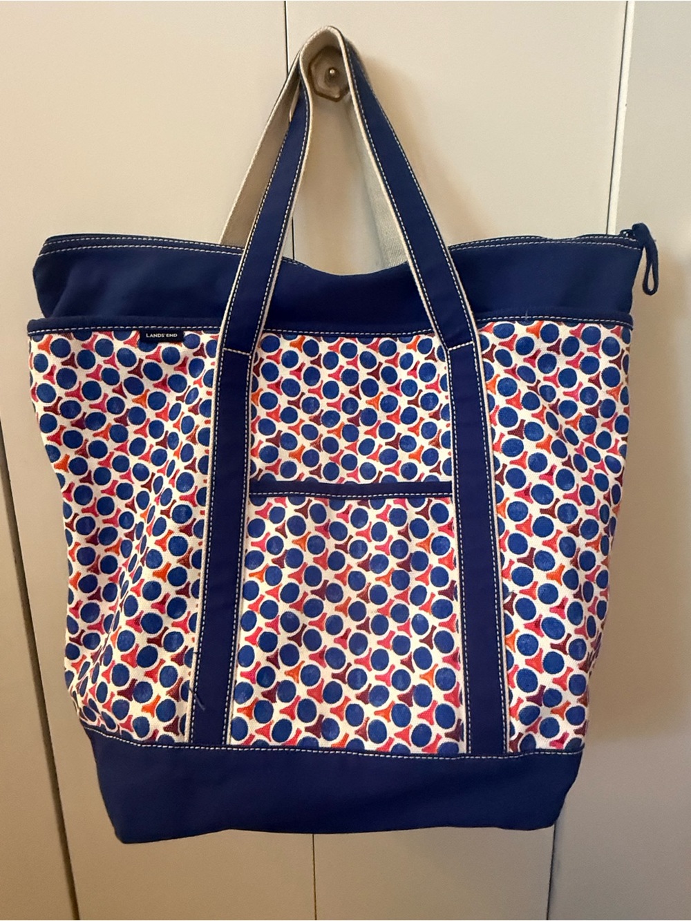 Lands' End Americana Large Zip top Boat Tote